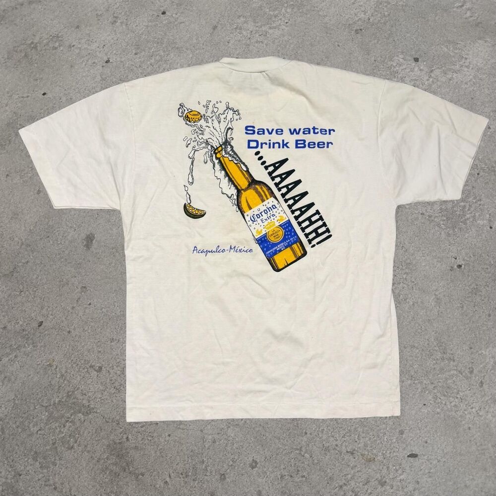 Vintage 1990’s Corona Beer T-Shirt “Save Water Drink Beer” Comedy Tee Men’s Size